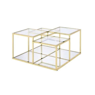 34 Uchenna Coffee Table Clear Glass/Gold Finish - Acme Furniture