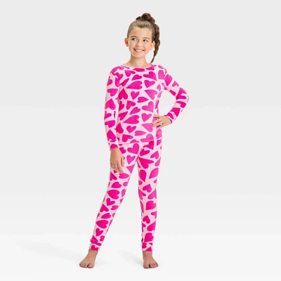 Kid 2pc Heart Snuggly Soft Snug Fit Pajama Set