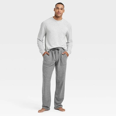 Men Solid Elevated Long Sleeve Pajama Set