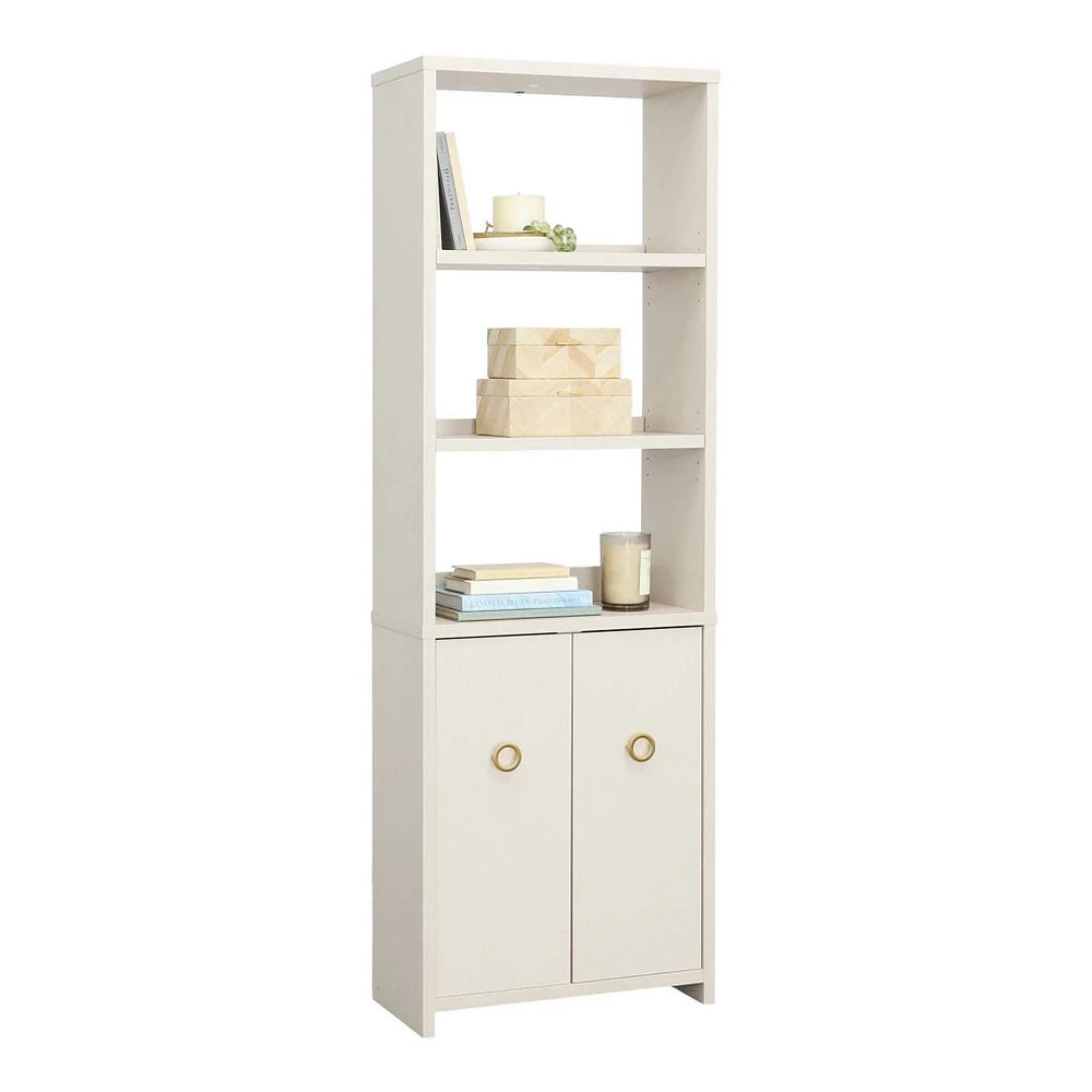 Sauder 70 5 Shelf Grand Coast Bookcase with Doors Dove Linen