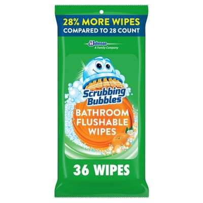 Scrubbing Bubbles Antibacterial Bathroom Flushable Wipes Citrus Action - 36ct