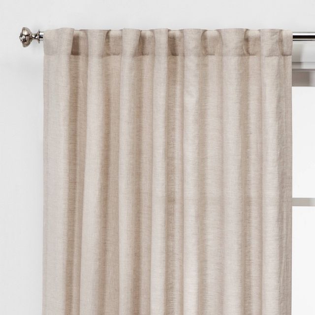 54x95 Light Filtering Linen Window Curtain Panel Khaki - Threshold