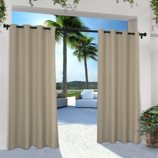 Set of 2 (84x54) Solid Cabana Grommet Top Light Filtering Curtain Panel Taupe - Exclusive Home