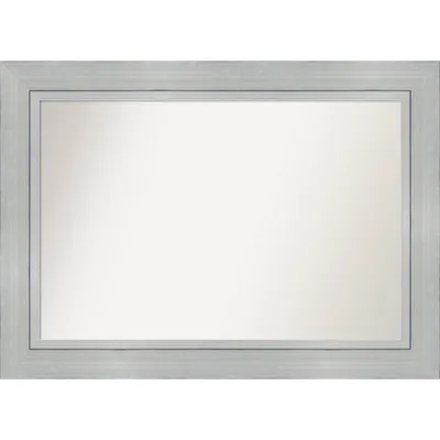 43 x 31 Non-Beveled Romano Silver Wood Wall Mirror - Amanti Art: Modern Rectangle, Includes Mounting Hardware