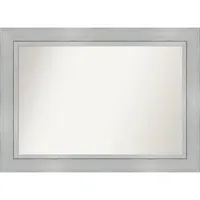 43 x 31 Non-Beveled Romano Silver Wood Wall Mirror - Amanti Art: Modern Rectangle, Includes Mounting Hardware