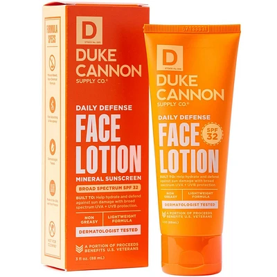 Duke Cannon Daily Defense Face Lotion SPF 32 - Lightweight Daily SPF Moisturizer for Men - 3 fl oz