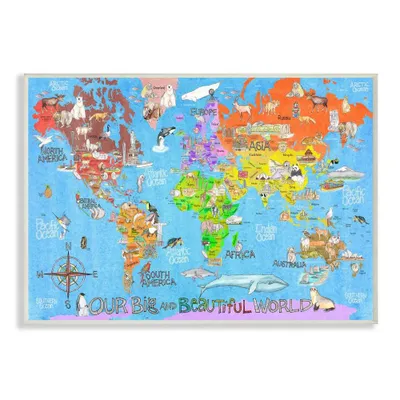 10x0.5x15 Our Big Beautiful World Map Kids Wall Plaque Art - Stupell Industries