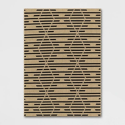 Grace Broken Geometrical Indoor/Outdoor Rug Black/Tan - Threshold