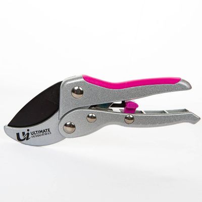 Ultimate Innovations Ratcheting Clippers, Pink: Ergonomic Garden Pruner for Easy Cutting