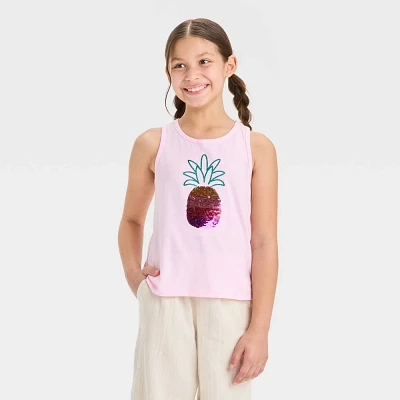 Girl Flip Sequin Pineapple Tank Top - Cat & Jack Light XS