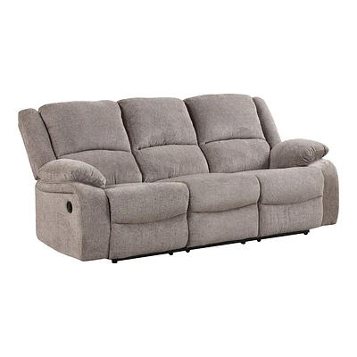 miBasics 88 Dancerain Transitional Upholstered Chenille Manual Reclining Sofa Mocha