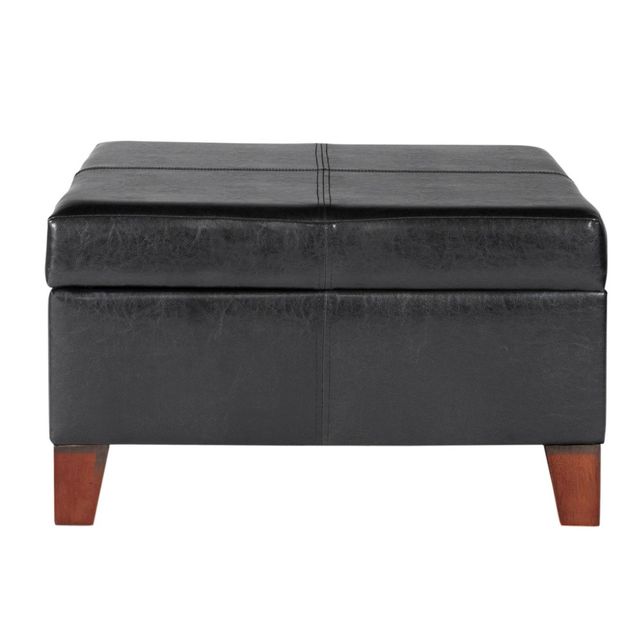 Luxury Large Square Storage Ottoman - HomePop: Leather