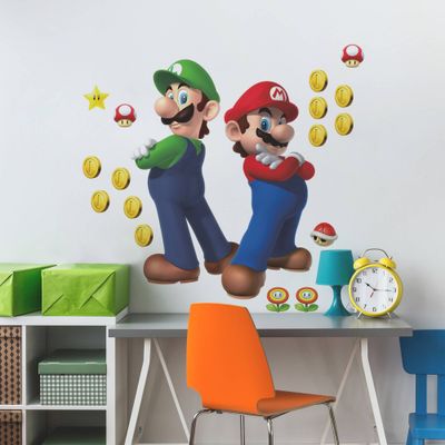 Super Mario Luigi and Mario Giant Peel & Stick Kids Wall Decals - RoomMates