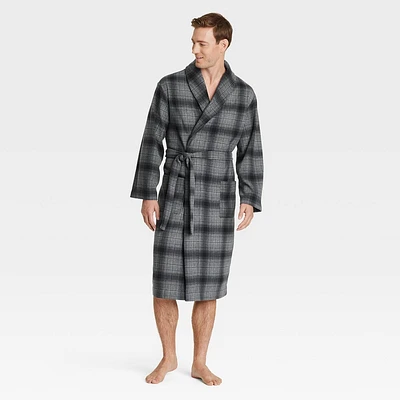 Mens Plaid Microfleece Robe