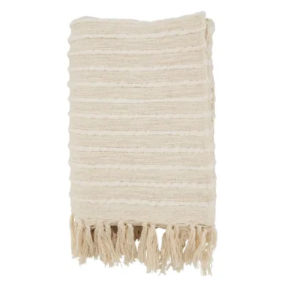 50x60 Textured Chunky Striped Throw Blanket Ivory - Saro Lifestyle