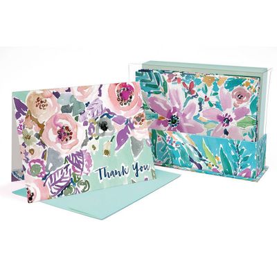 18ct 5.25x4 All Occasion Wild at Heart Note Cards - LANG: Boxed Notecards with Envelopes, Floral Botanical Design