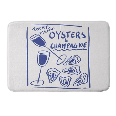 Deny Designs Athenes Atelier Oysters and Champagne Coastal Memory Foam Bath Mat Blue