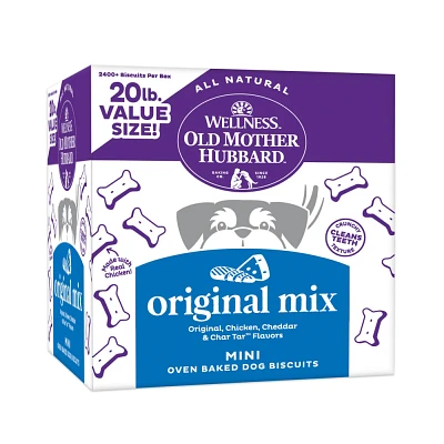 Old Mother Hubbard by Wellness Classic Crunchy Extra Original Assortment Biscuits Mini Oven Baked Carrot, Apple, Cheese and Chicken Dog Treats