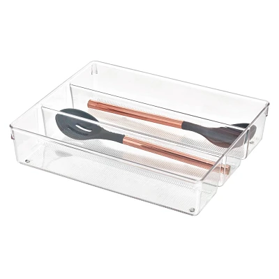 iDESIGN Linus Kitchen Drawer Organizer for Silverware Spatula Gadget Clear