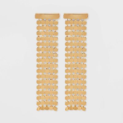 Gold Mesh Linear Earrings - A New Day Metallic Gold