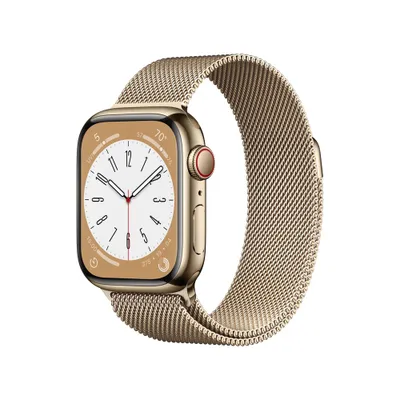 Apple Watch Series 8 GPS + Cellular 41mm Gold Stainless Steel Case with Gold Milanese Loop