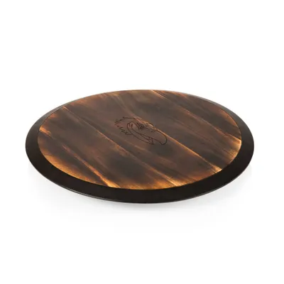 NCAA Kansas Jayhawks Fire Acacia Wood Lazy Susan Serving Tray