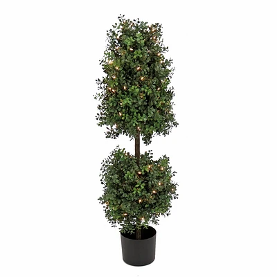 National Tree Company 48 Pre-Lit Boxwood Cone and Ball Topiary in Nursery Pot Artificial Tree: Faux Boxwood, Indoor/Outdoor Decor