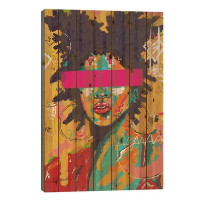 40 x 26 Lady Basquiat Wood Print by Nuwarhol - iCanvas: UV-Cured, Vintage Wall Art, Pinewood