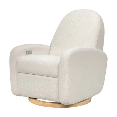 Babyletto Nami Electronic Power Recliner and Swivel Glider with USB Port and Light Wood Base