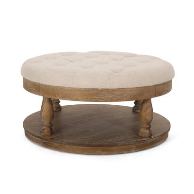 Hewlett Contemporary Fabric Round Ottoman