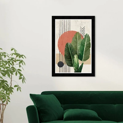 15x21 Abstract with Banana Leaves Framed Wall Art Print Green - Wynwood Studio