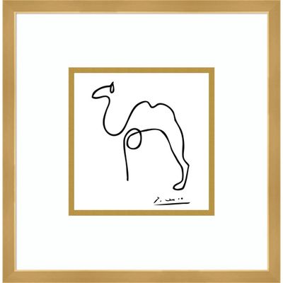 16 x 16 Camel by Pablo Picasso Framed Wall Art Print Beige - Amanti Art: Modern Decor, Single Line Animal Drawing