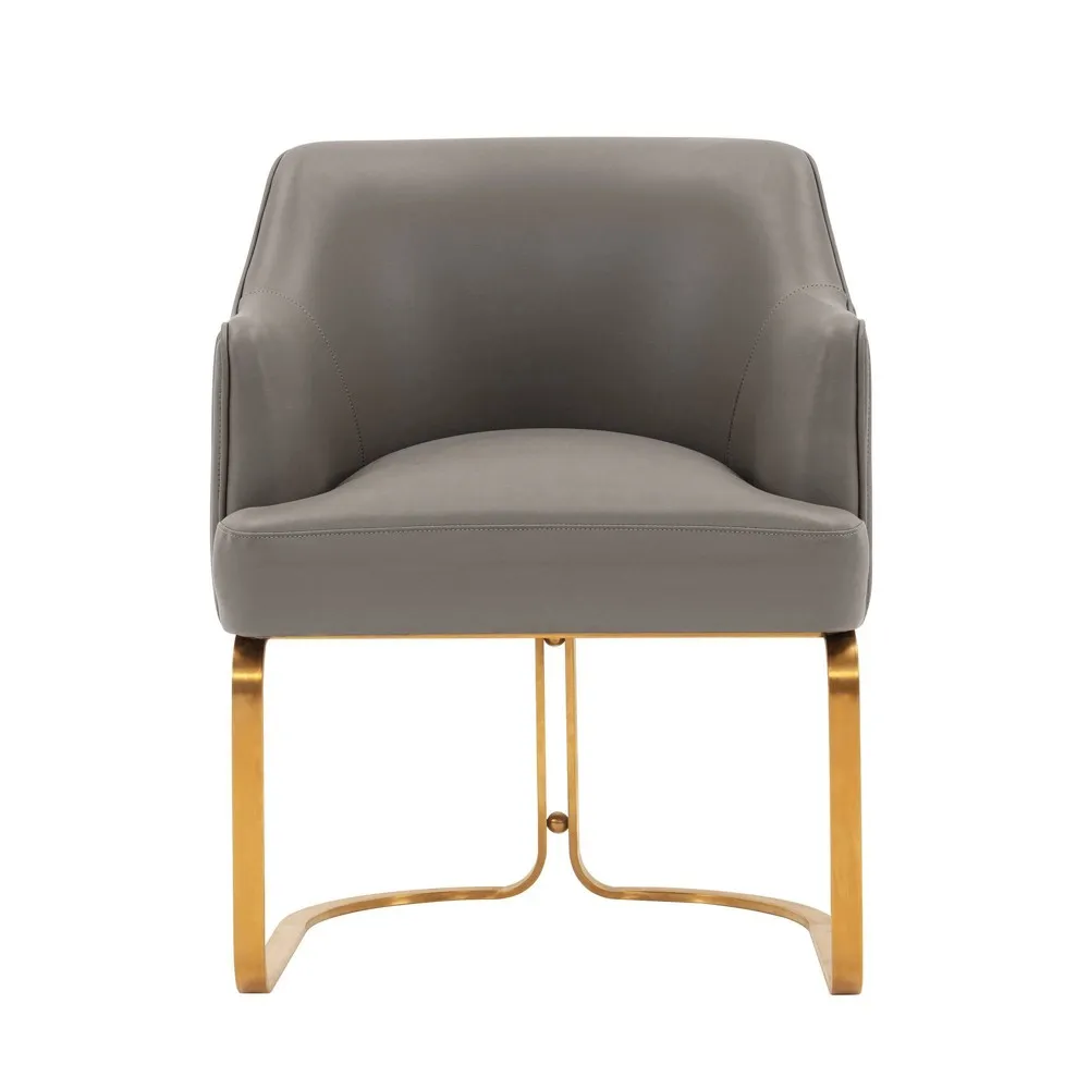 Manhattan Comfort Modern Serena Dining Armchair Upholstered in Leatherette with Steel Legs in Cream Manhattan Comfort Modern Serena Dining Armchair Upholstered in Leatherette with Steel Legs in Cream