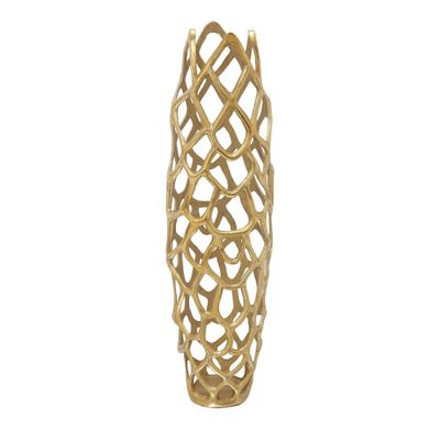 31 x 9 Eclectic Woven Net-Inspired Aluminum Vase Gold - Olivia & May