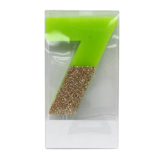 Number 7 Glitter Candle  - Spritz: Birthday Cake Candle, 4 Wax, 7th Celebration Decor