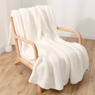 50x60 300 Recycled Fluffie Throw Blanket Light Cream - Berkshire Blanket & Home Co.