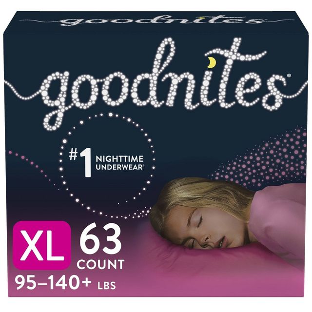 Goodnites Girls Nighttime Bedwetting Underwear Huge Size - XL - 63ct