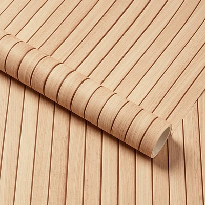 Slatted Wood Wallpaper White Oak - Threshold