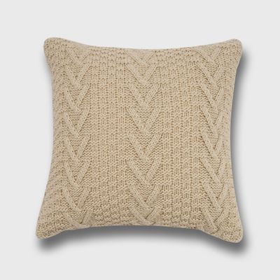 20x20 Oversize Chunky Sweater Knit Square Throw Pillow Neutral - Evergrace