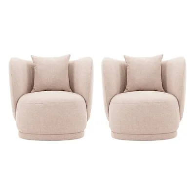 Set of 2 Siri Contemporary Linen Accent Chairs with Pillows : Manhattan Comfort, Pine Frame, Foam Cushion