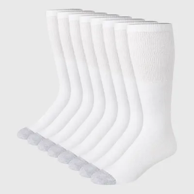 Hane Red Label Men FrehIQ Over-the-Calf Tube Sock 8pk - White 6-12