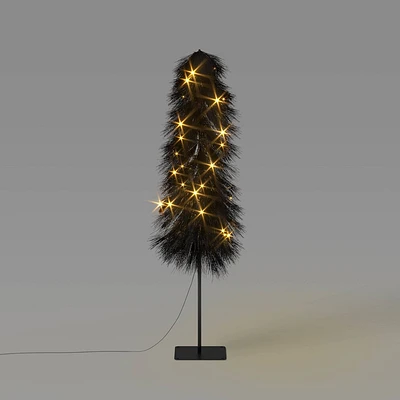 5 LED Lit Black Faux Alpine Balsam Fir Halloween Tree with Warm White Dewdrops Novelty Light - Hyde & EEK! Boutique