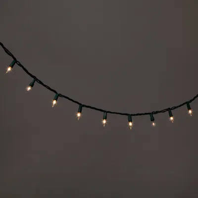 100ct Incandescent Smooth Mini Christmas String Lights Clear Twinkle with Green Wire - Wondershop