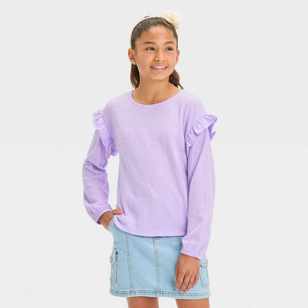 Girl Long Sleeve Pucker Knit T-Shirt