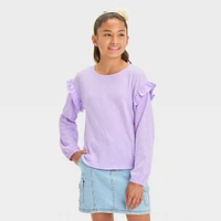 Girl Long Sleeve Pucker Knit T-Shirt