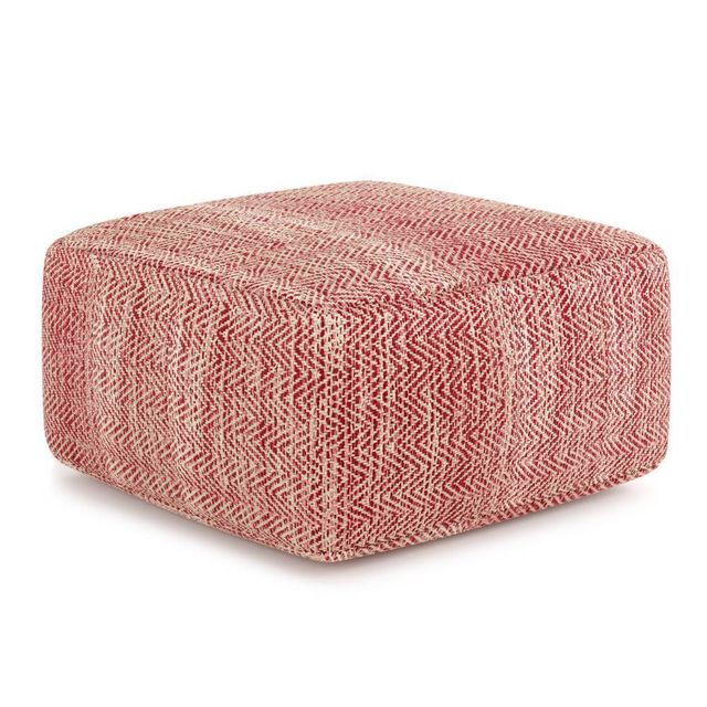 Terri Square Pouf Maroon - WyndenHall: Hand Woven, Cotton Upholstered, No Assembly Required