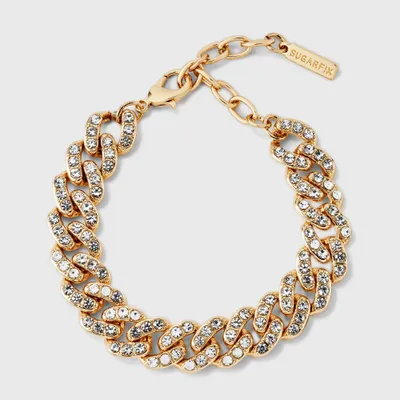 SUGARFIX by BaubleBar Gold and Crystal Curb Chain Bracelet - Gold