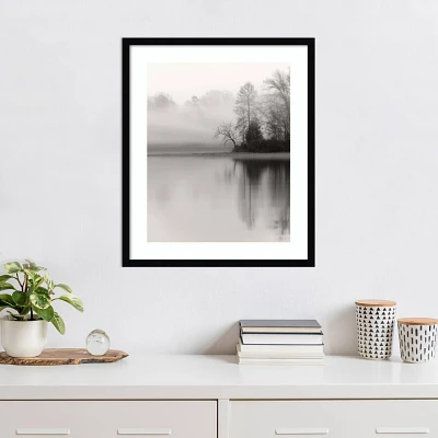 Amanti Art 21x25 December Lake by Nicholas Bell Wood Framed Wall Art Print: Modern Style, Acrylic, Wire Mounted