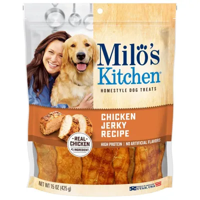 Milos Kitchen Chicken Jerky Chewy Dog Treats - 15oz