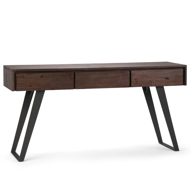 Mitchell Console Sofa Table - WyndenHall: Urban Industrial, 3 Drawers, Metal Frame